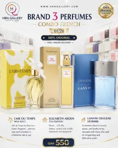 Brand 3 perfumes combo 01/26_ Lair du temps nina ricci _Elizabeth arden 5th edition_ Oxygen homme lanvin